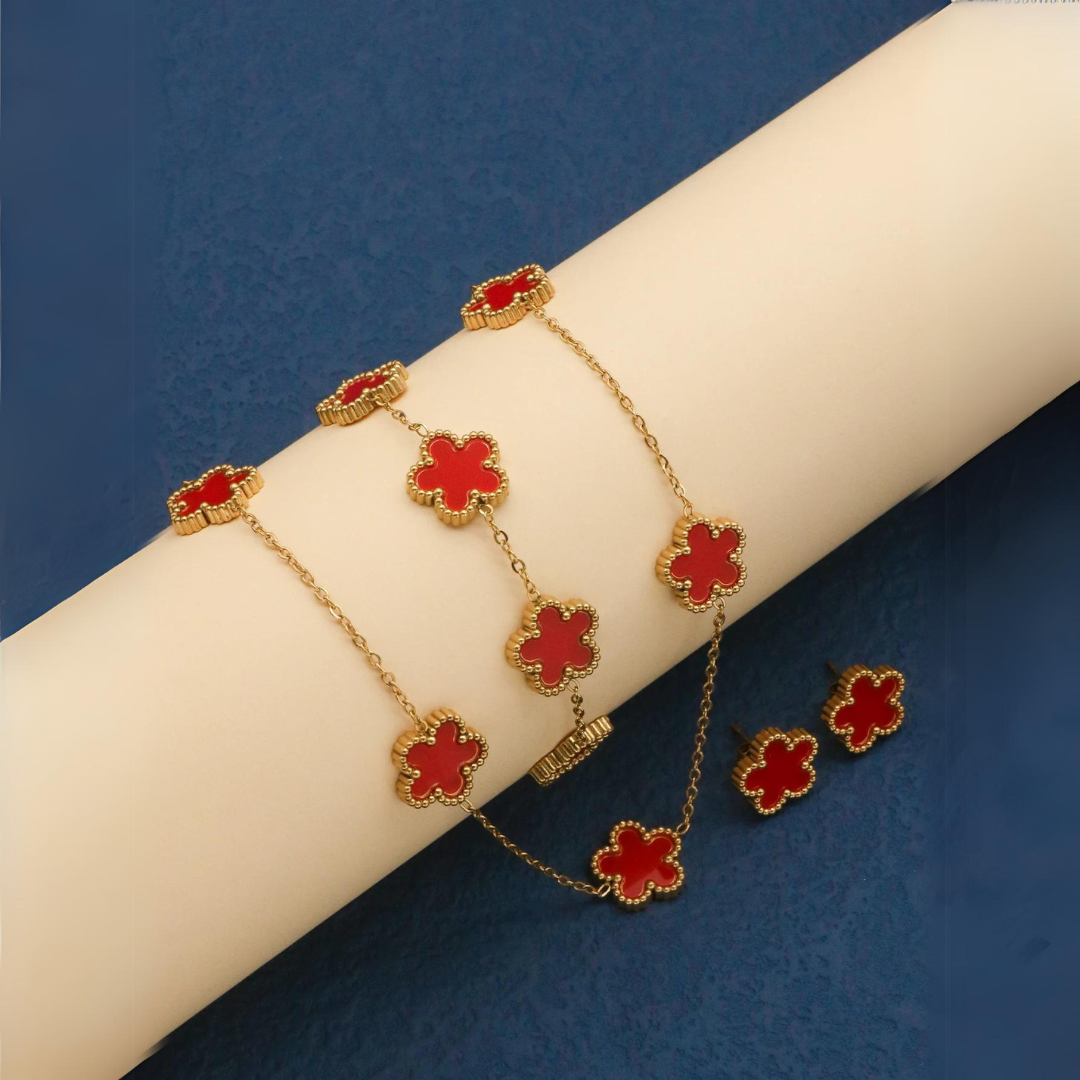 Conjunto de Jóias Flores Boêmia