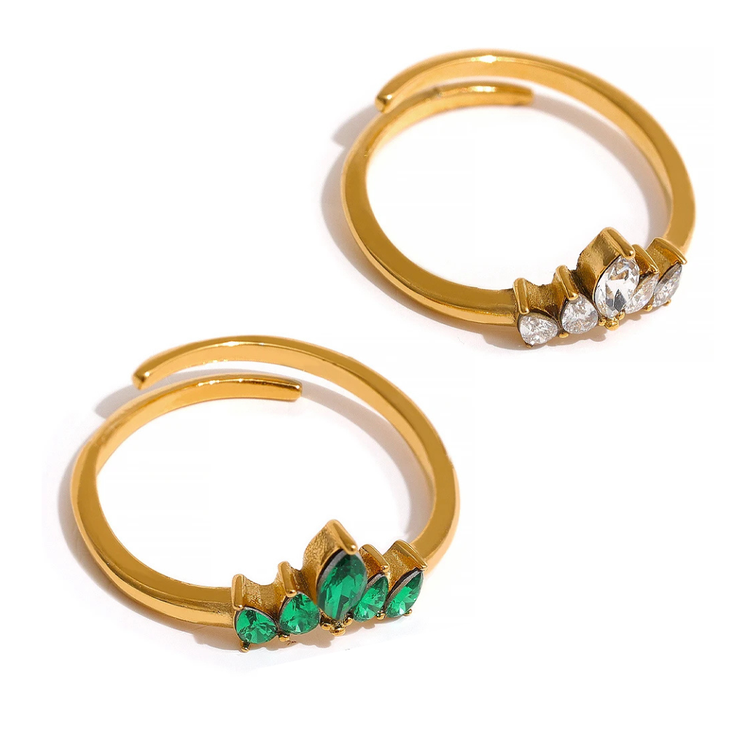 Anel Ajustável Coroa de Flor em Zircônia