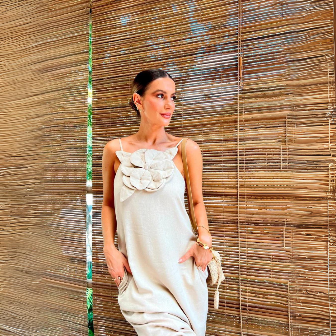 Vestido Midi Flor de Linho