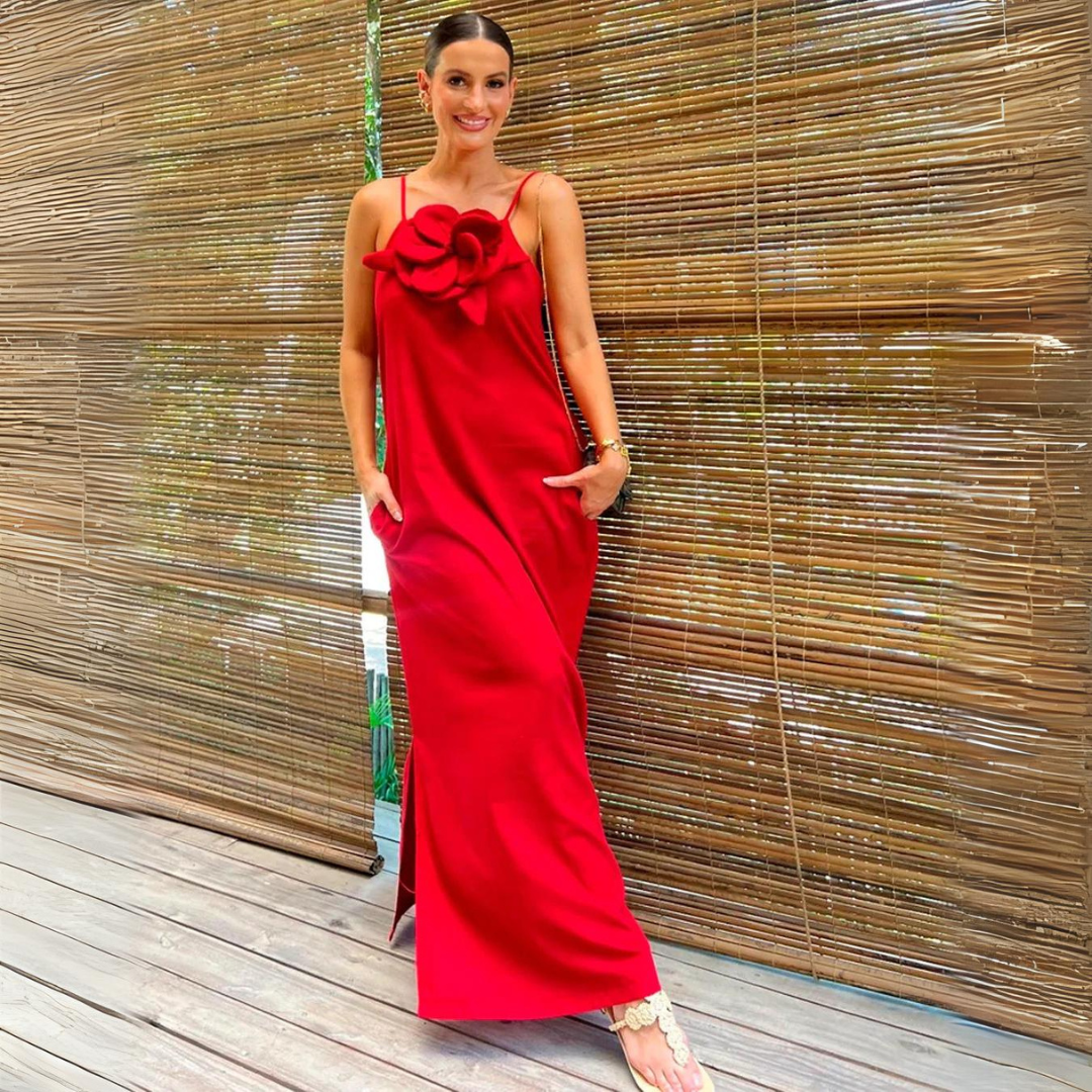 Vestido Midi Flor de Linho