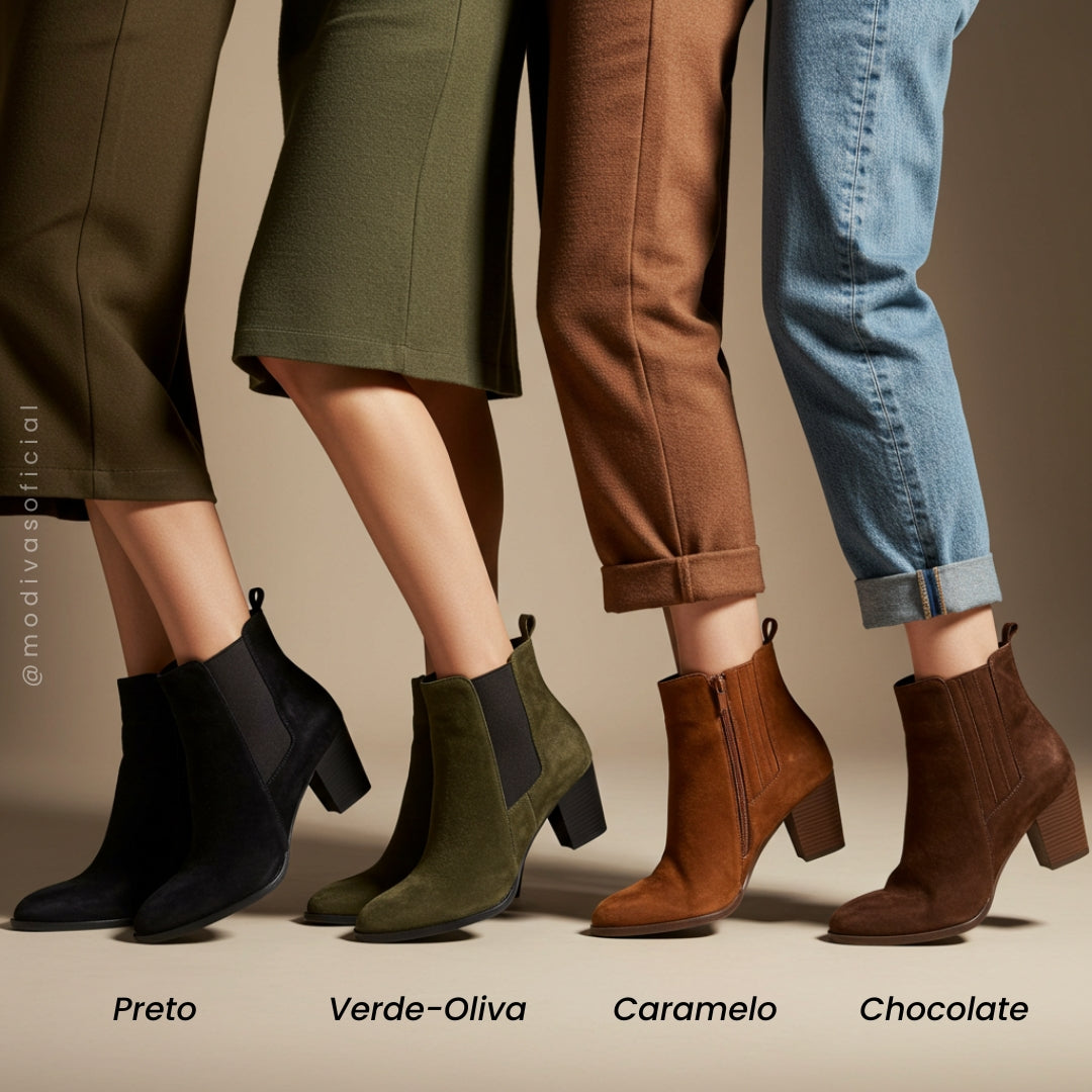 Bota Cano Curto Lunor em Camurça Premium - LANÇAMENTO INVERNO 2025