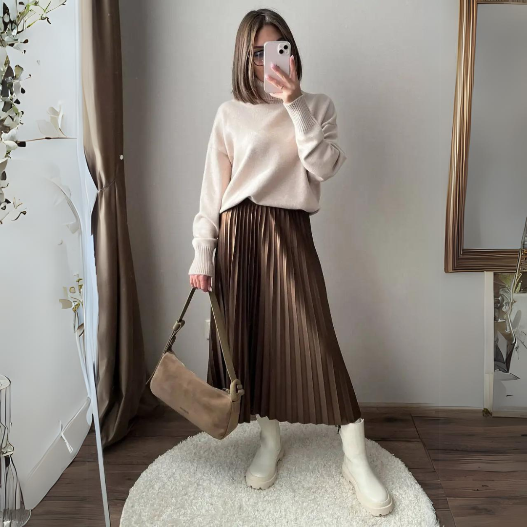 Saia Midi Plissada Vintage