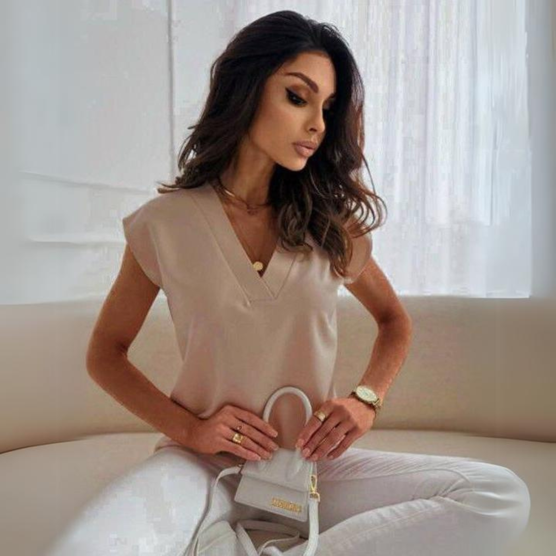 Blusa Feminina Casual Office Decote V