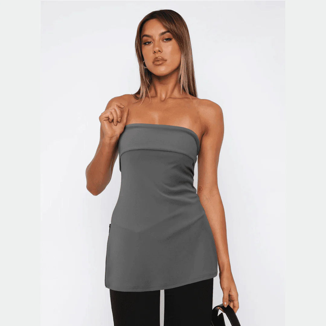 Blusa Tomara que Caia com Fenda