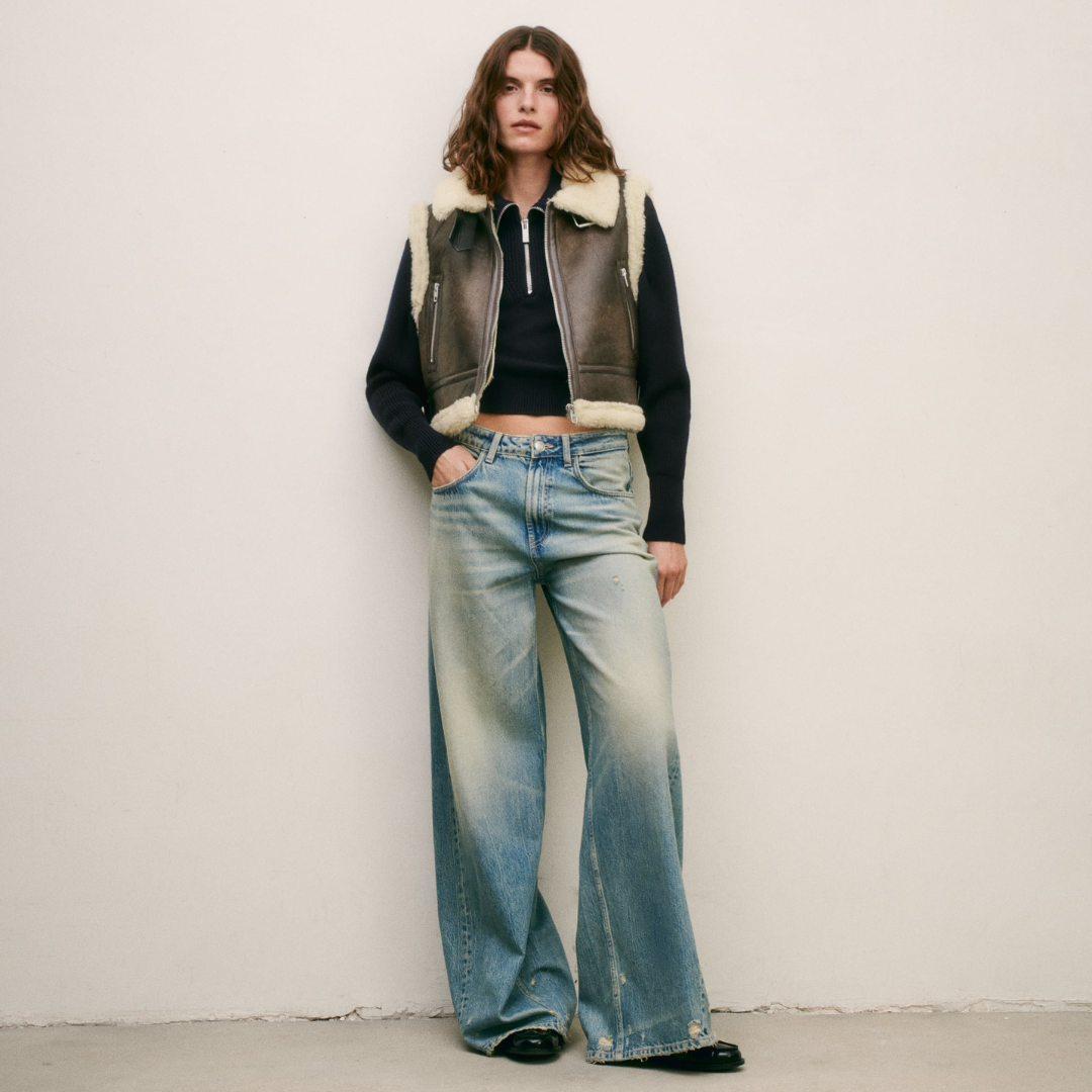 Colete de Couro Artificial Forrado com Lã