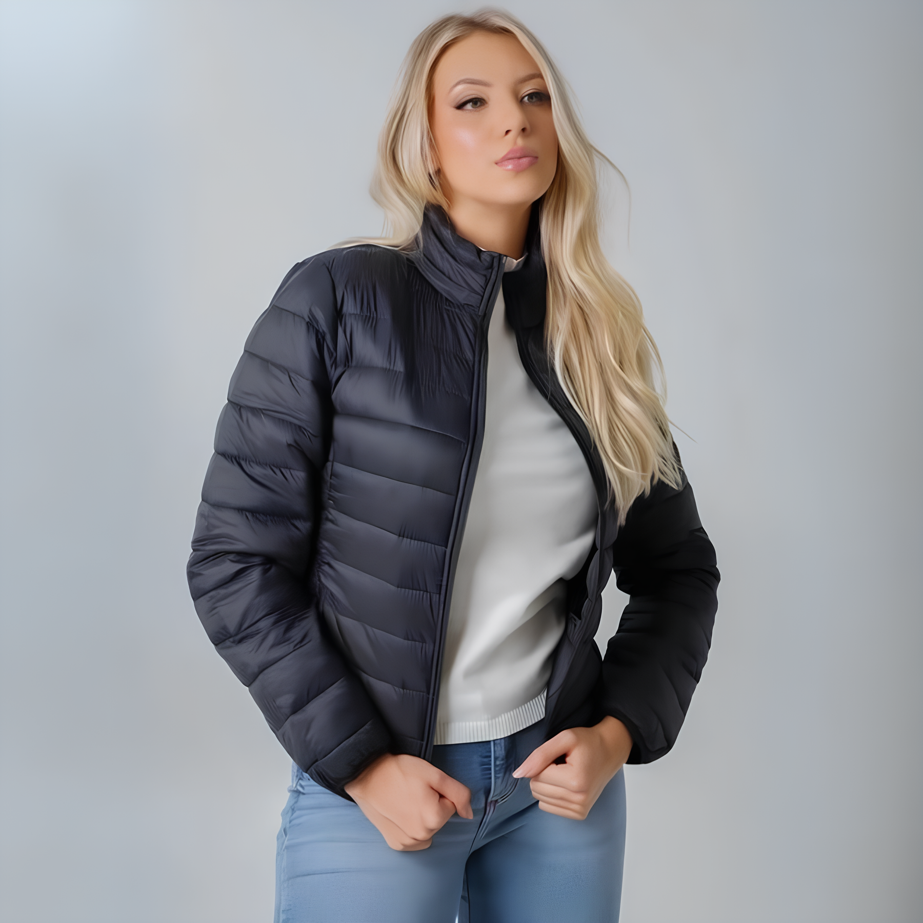 Jaqueta Feminina Puffer com Zíper