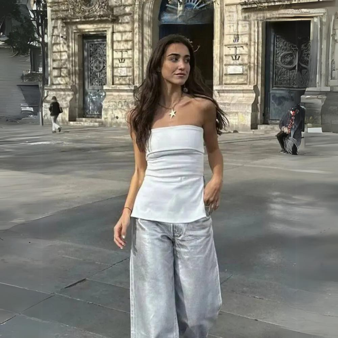 Blusa Tomara que Caia com Fenda