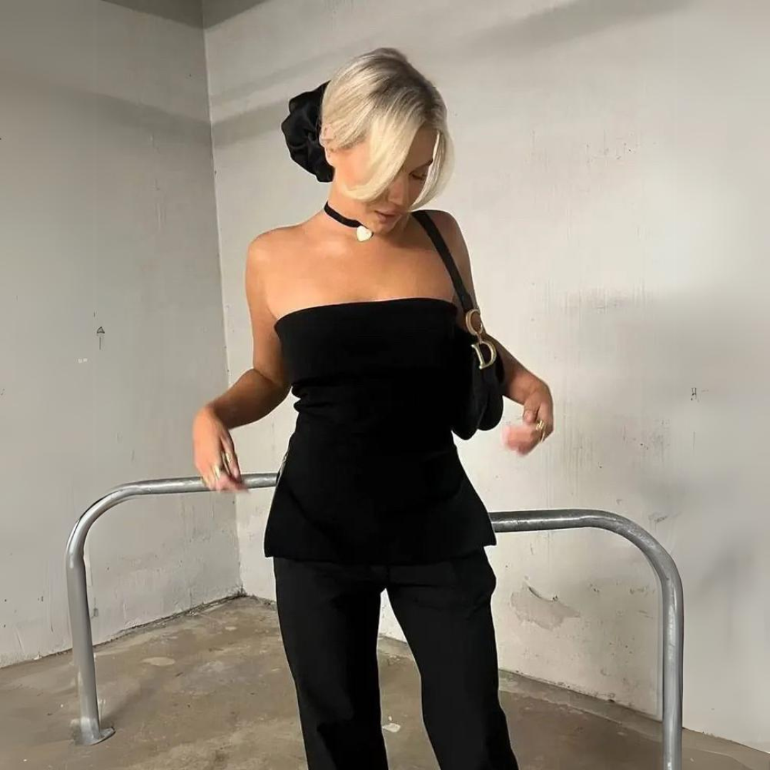 Blusa Tomara que Caia com Fenda