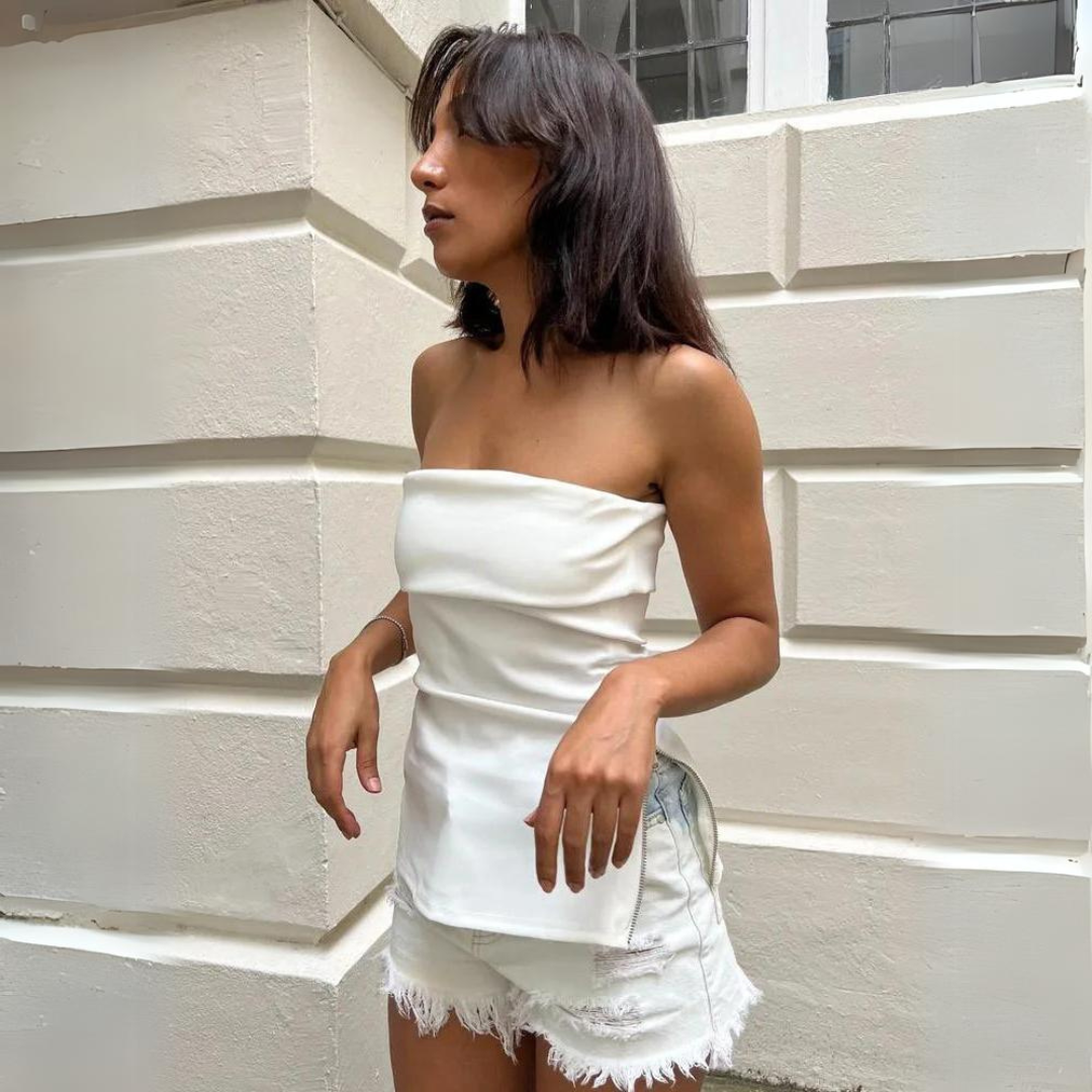 Blusa Tomara que Caia com Fenda