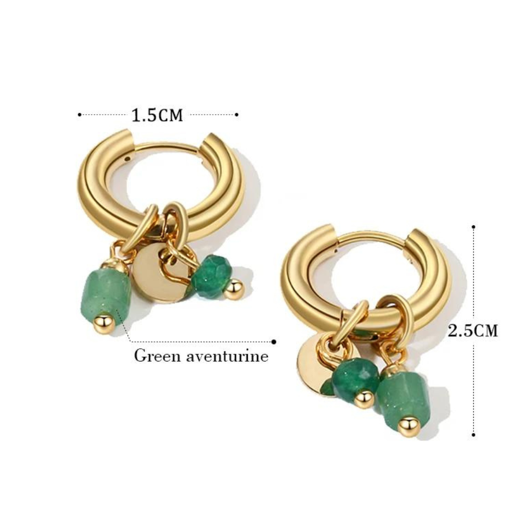 Brinco Argolinha com Pedraria Verde Folheado a Ouro 18K