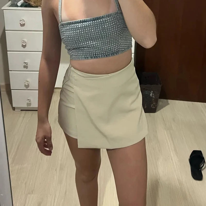 Short Saia Alfaiataria Cintura Alta