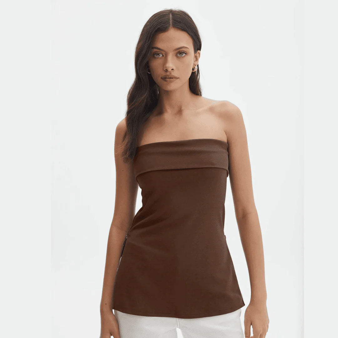 Blusa Tomara que Caia com Fenda