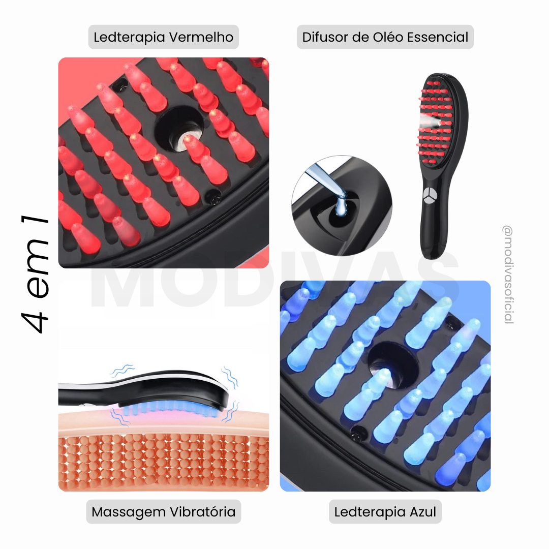 Escova Thera Brush™ 4 em 1 Terapia Capilar + BRINDE EXCLUSIVO