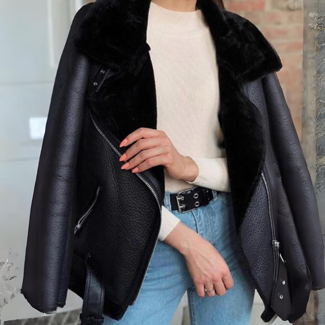 Jaqueta de Couro Feminina Forrada com Lã