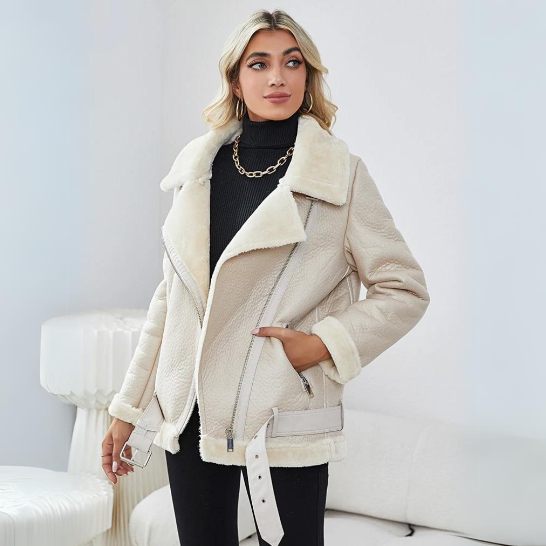 Jaqueta de Couro Feminina Forrada com Lã