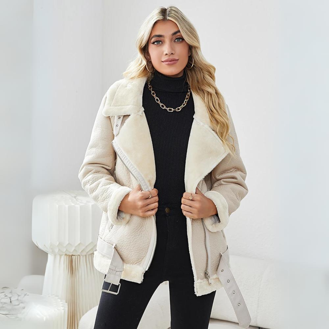 Jaqueta de Couro Feminina Forrada com Lã