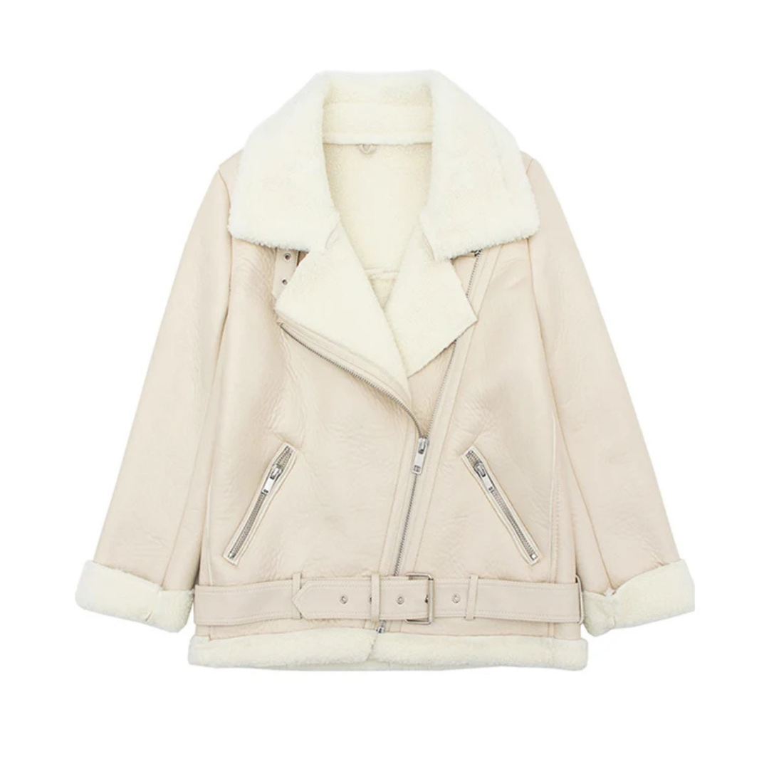 Jaqueta de Couro Feminina Forrada com Lã