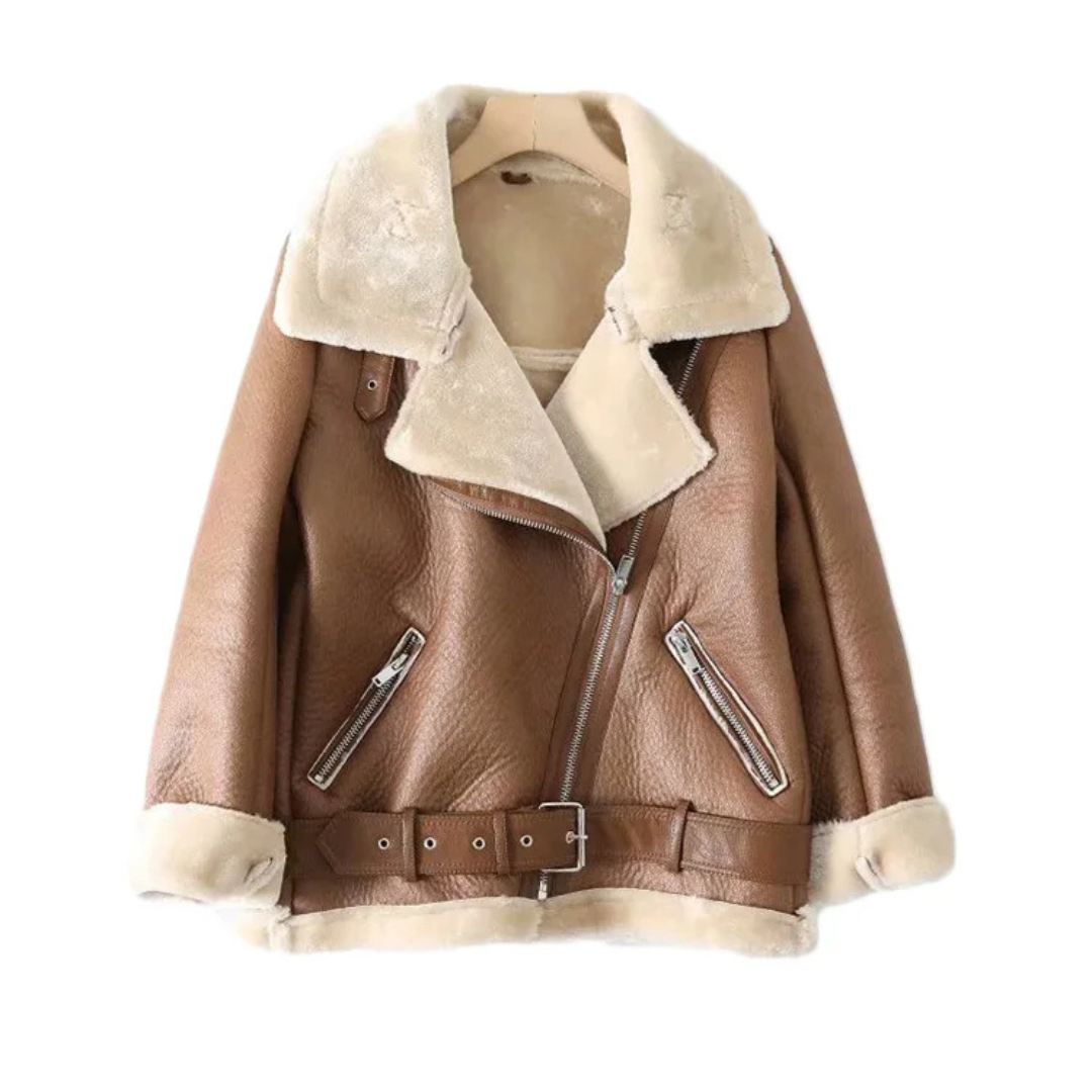 Jaqueta de Couro Feminina Forrada com Lã