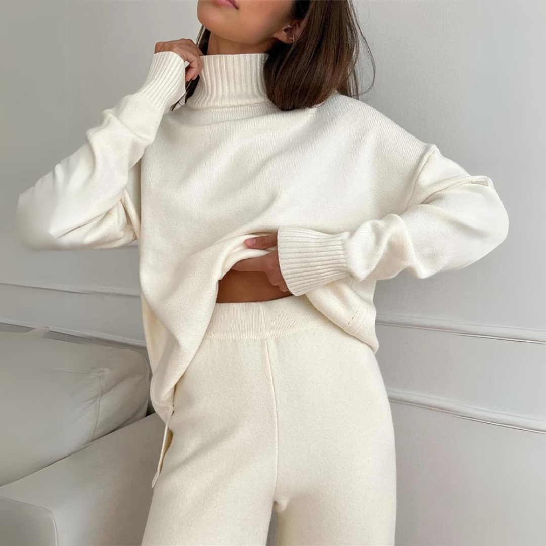 Conjunto Feminino de Malha com Gola Alta