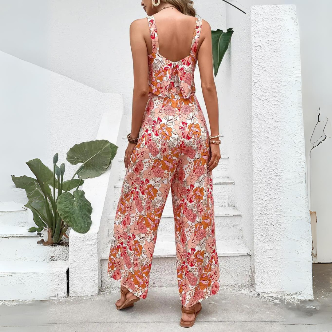 Macacão Feminino sem Mangas Estampa Floral