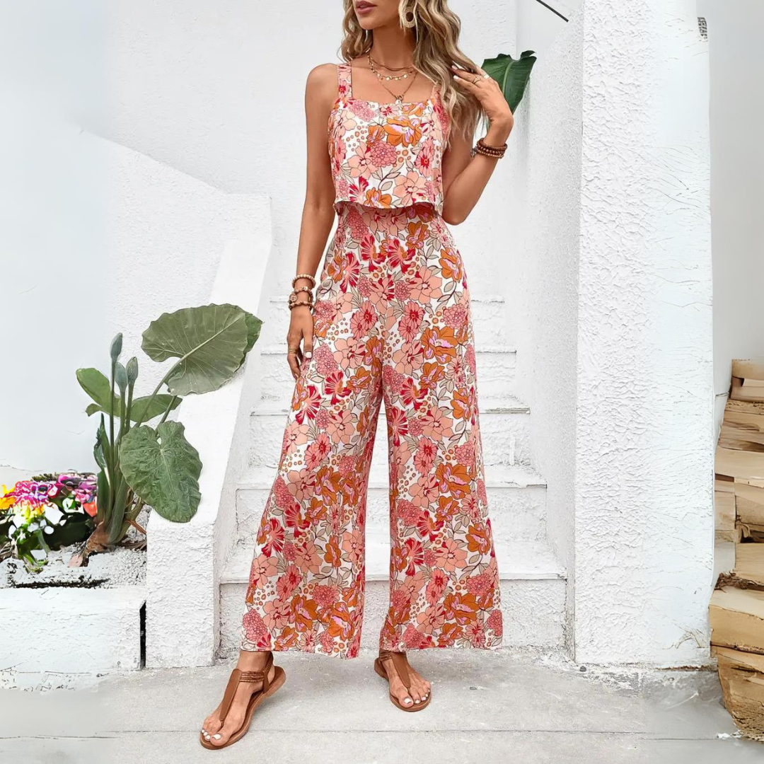 Macacão Feminino sem Mangas Estampa Floral