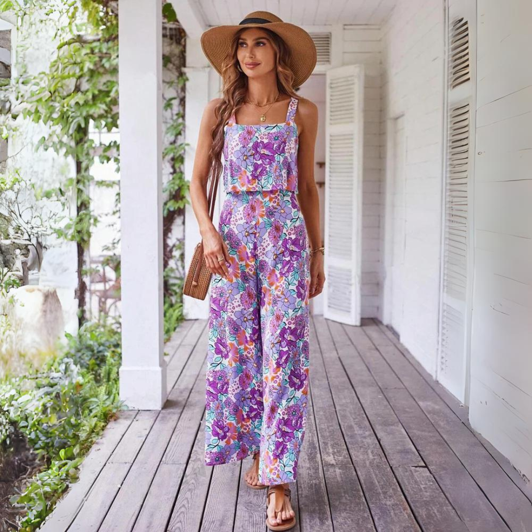 Macacão Feminino sem Mangas Estampa Floral