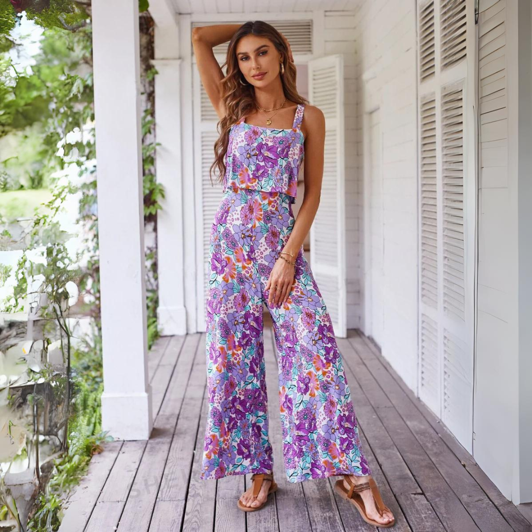 Macacão Feminino sem Mangas Estampa Floral