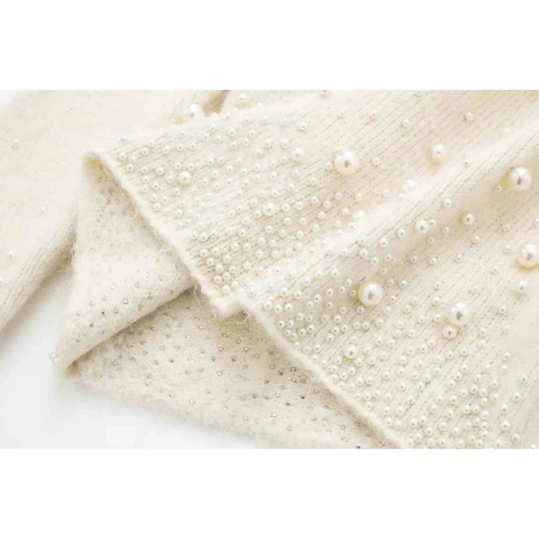 Conjunto Feminino de Malha com Pérolas