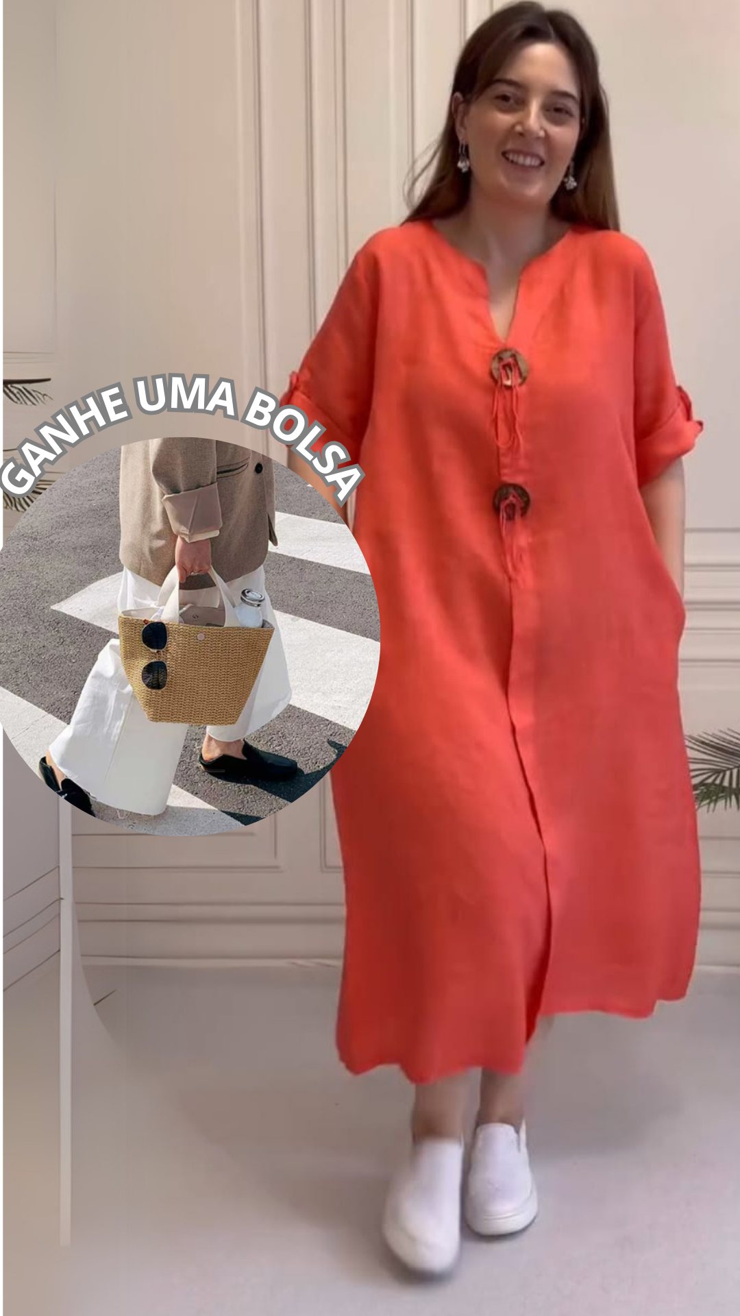 Vestido Marina (COMPRE 1 E LEVE 2 ) + Bolsa (PRESENTE)