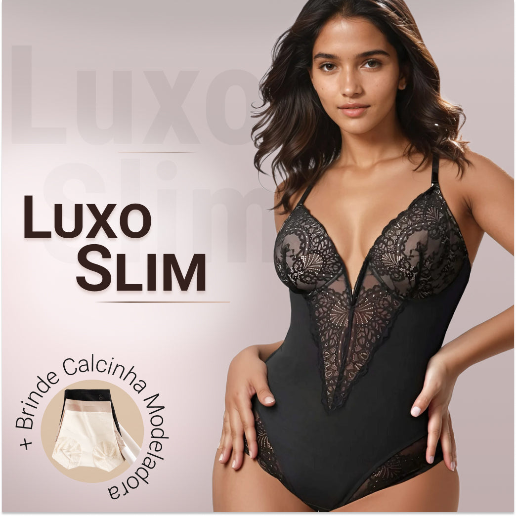 Body Modelador de Renda - Luxo Slim + BRINDE Calcinha Modeladora