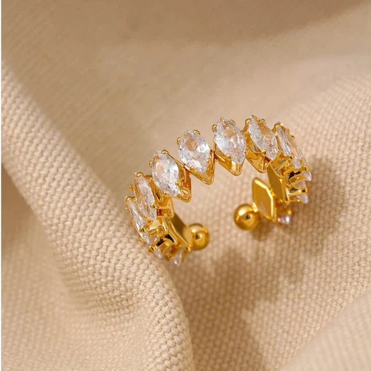 Anel Ajustável com Zircônias Cúbicas