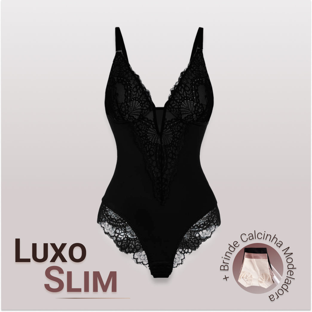 Body Modelador de Renda - Luxo Slim + BRINDE Calcinha Modeladora