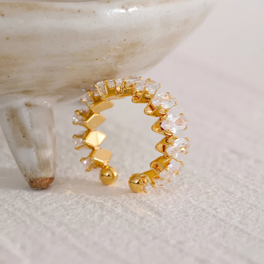 Anel Ajustável com Zircônias Cúbicas