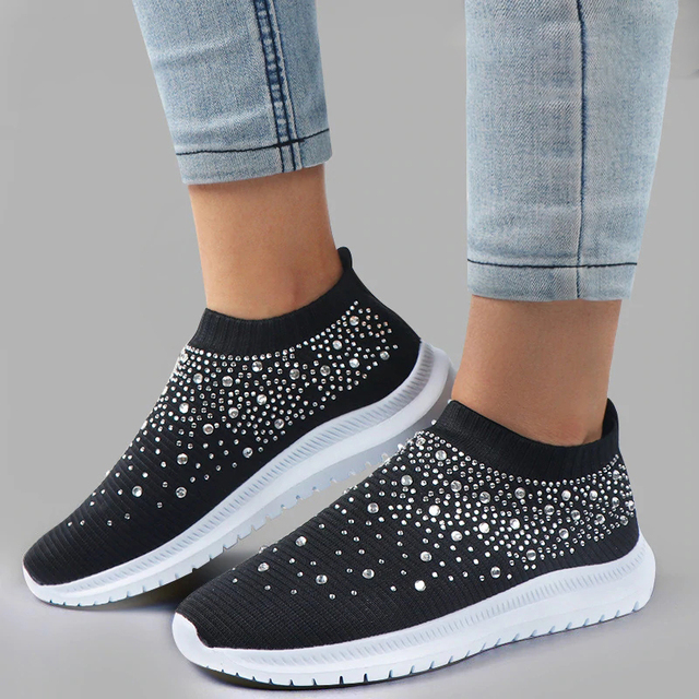Tênis Feminino Slip On Fashion Strass