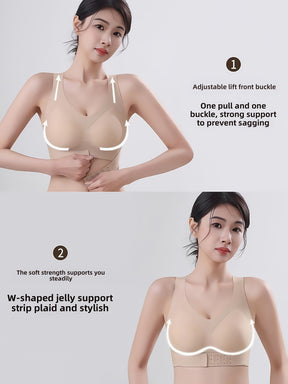 1pc Women'S Seamless Underwear with Removable Pads - Adjustable Posture Corrector, High Support, Wireless Comfort, Elegant Solid Color, Comfortable Everyday Bra with Cross Strap Detail, Everyday Comfort Bra|Elegant Design|Hig