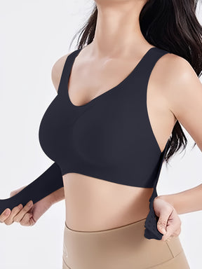 1pc Women'S Seamless Underwear with Removable Pads - Adjustable Posture Corrector, High Support, Wireless Comfort, Elegant Solid Color, Comfortable Everyday Bra with Cross Strap Detail, Everyday Comfort Bra|Elegant Design|Hig