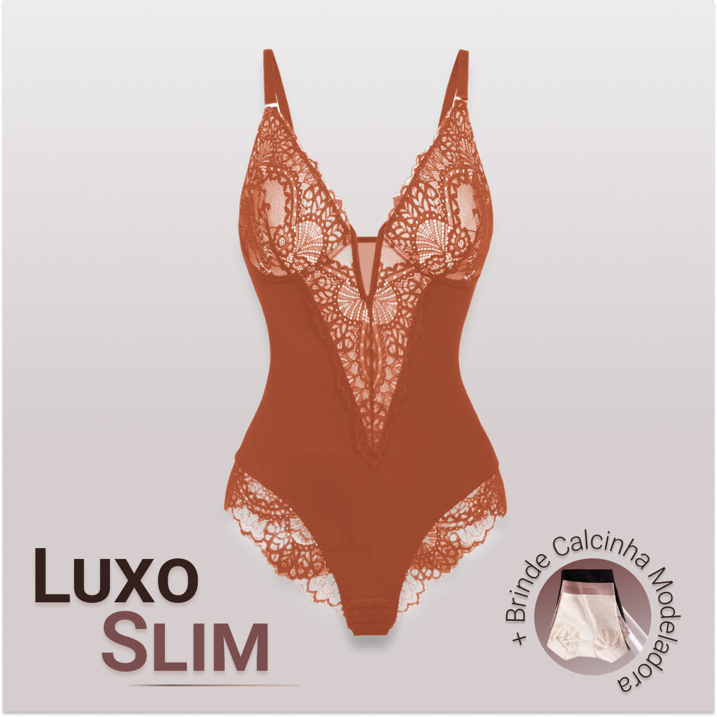 Body Modelador de Renda - Luxo Slim + BRINDE Calcinha Modeladora