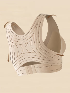 1pc Women'S Seamless Underwear with Removable Pads - Adjustable Posture Corrector, High Support, Wireless Comfort, Elegant Solid Color, Comfortable Everyday Bra with Cross Strap Detail, Everyday Comfort Bra|Elegant Design|Hig