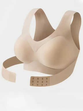 1pc Women'S Seamless Underwear with Removable Pads - Adjustable Posture Corrector, High Support, Wireless Comfort, Elegant Solid Color, Comfortable Everyday Bra with Cross Strap Detail, Everyday Comfort Bra|Elegant Design|Hig